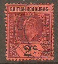 British Honduras 1904 2c Purple and black on red. SG85.